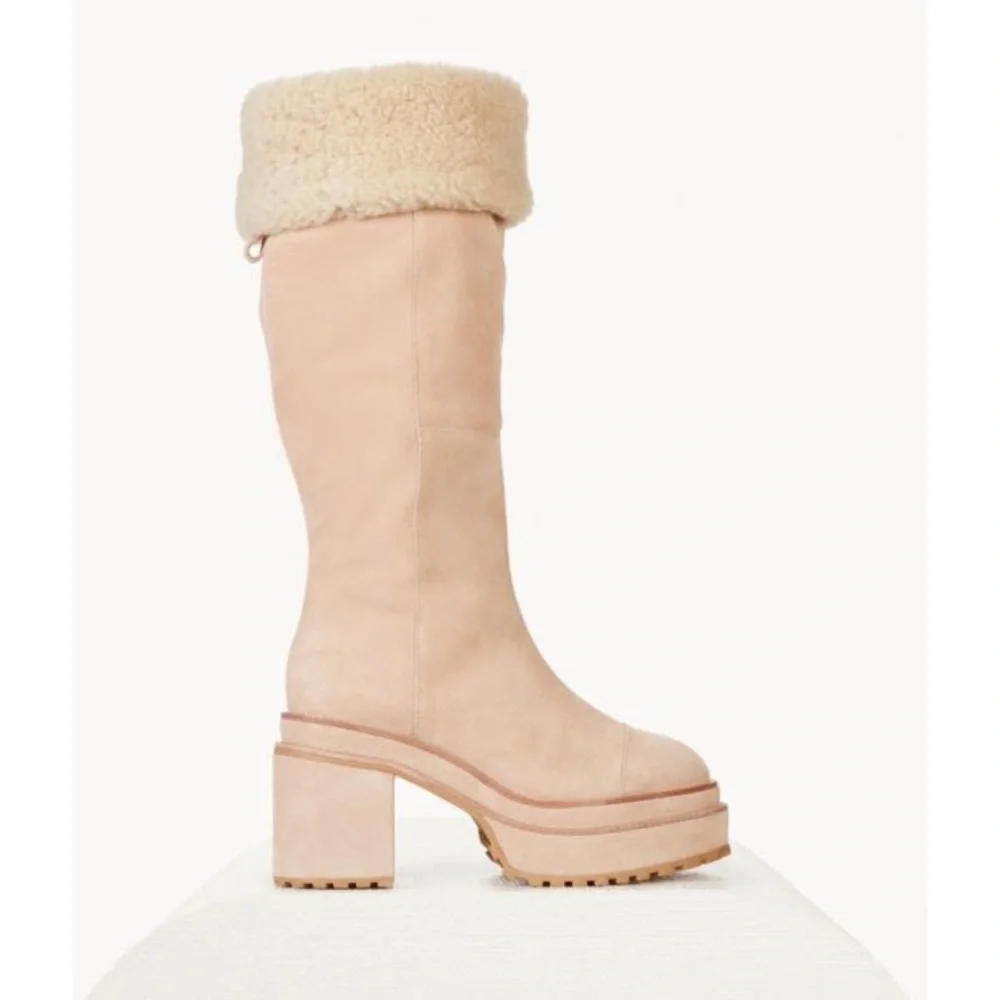 CULT GAIA SOMMAR SUEDE LEATHER/SHEARLING FOLD OVER STYLE BOOTS SIZE EU 39 - Picture 2 of 8